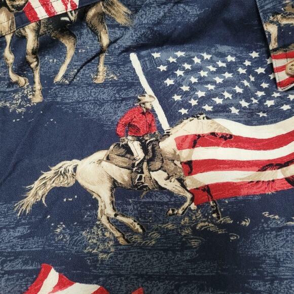 Bit & Bridle Patriotic Horseman Men's Short Sleeve Shirt size Medium - Picture 6 of 8